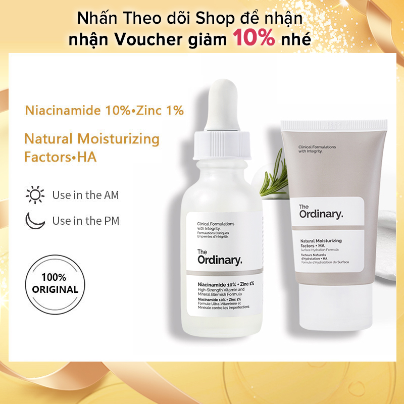 The Ordinary bộ dưỡng da hàng ngày The Daily Set Niacinamide 10% + Zinc 1% 30ml & Natural Moisturizing Factors + HA 30ml