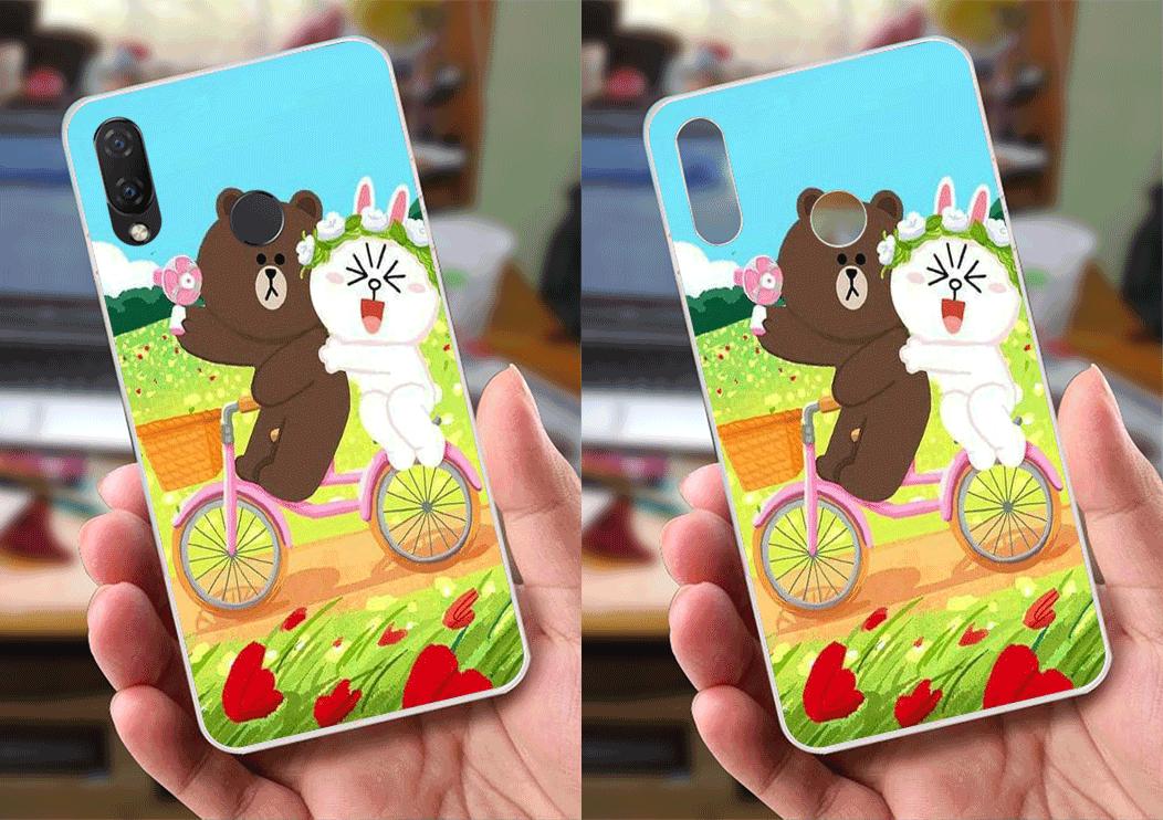 Ốp lưng huawei nova 3i - gấu thỏ đạp xe