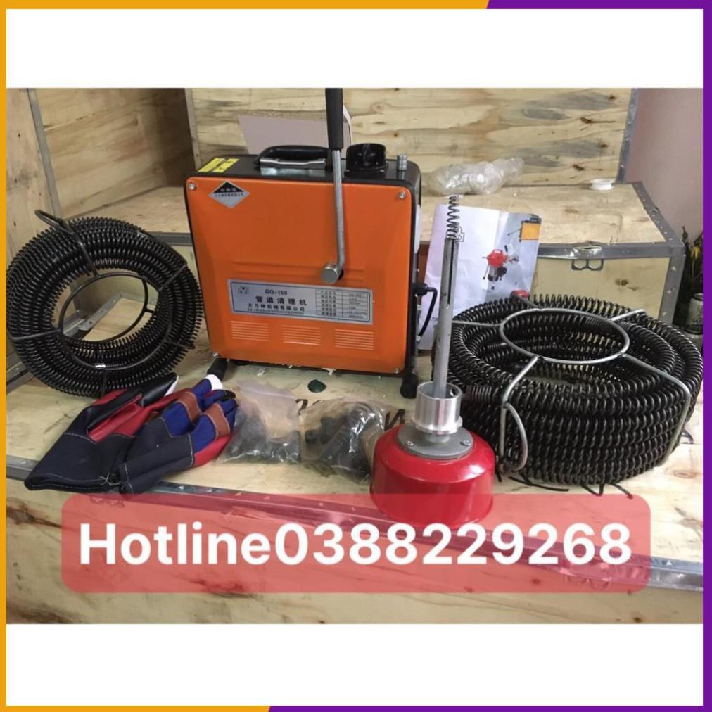 Máy thông cống GQ150-1800w dùng  3 loại dây phi 8,16,22  đi kèm thêm có 6 đầu thông dây16,22)