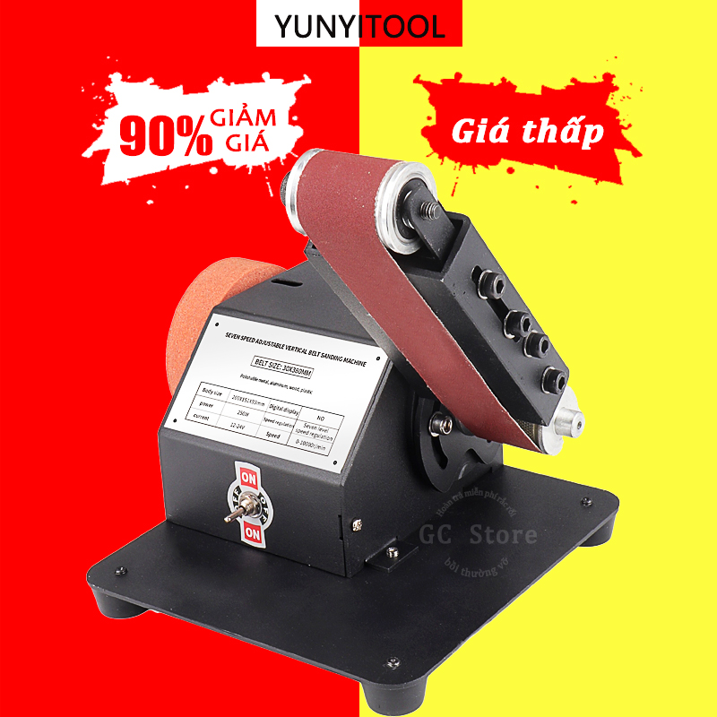 Máy mài đai nhám vòng 250w,máy mài dây đai nhám điện 220v,máy mài nhám dây đai mini,mài cạnh với 10 đai chà nhám điều khiển 7 tốc độ