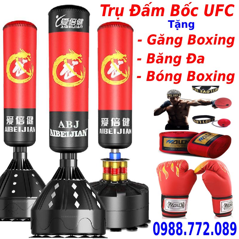 [ Giá Hủy Diệt ] Bao cát trụ đấm bốc boxing Aibeijiansport® tại nhà  tặng full combo 3 món bao gồm găng boxing rồng, băng đa 3m, bóng phản xạ, Thiết bị tập luyện boxing, mma, trainning, sparring chuyên nghiệp