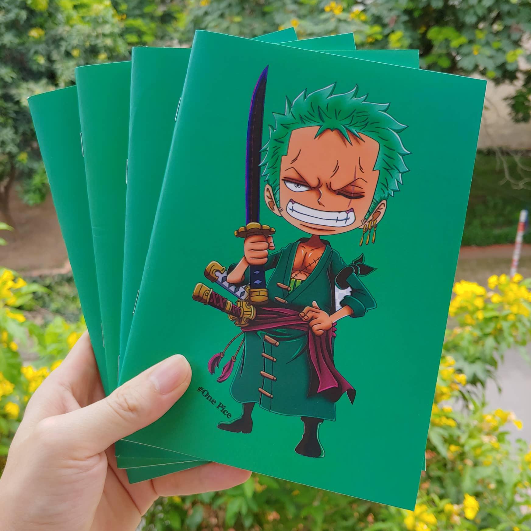 6 vở zoro one piece bìa xanh cán mờ khổ a5 - 80trang