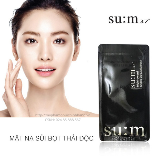 Xả hàng giá sỉ Gói Mặt nạ Su:m37 Bright Award Bubble-De Mask Black sample sủi bọt thải độc tố Sum37 màu đen