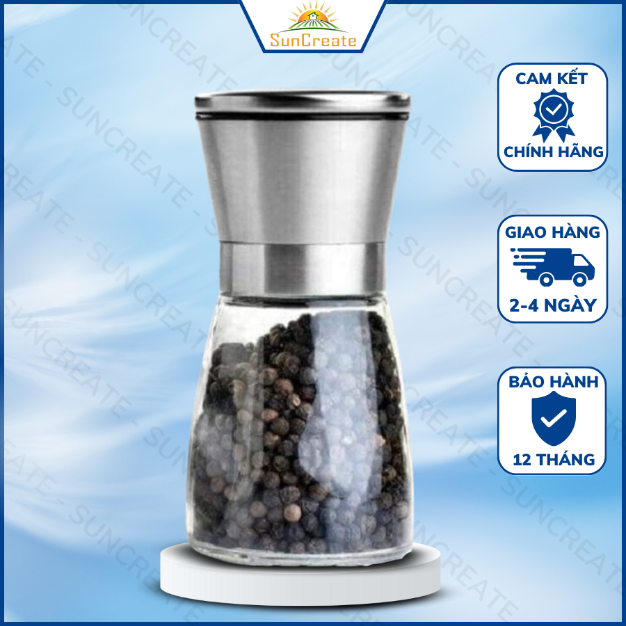 Dụng cụ xay tiêu thủy tinh đa năng cầm tay, máy xay tiêu mini, hũ xay tiêu, bình đựng hạt tiêu - Lọ xay tiêu, Cối xay tiêu cầm tay thủy tinh, nắp chắc chắc, tiện dụng và thông minh,