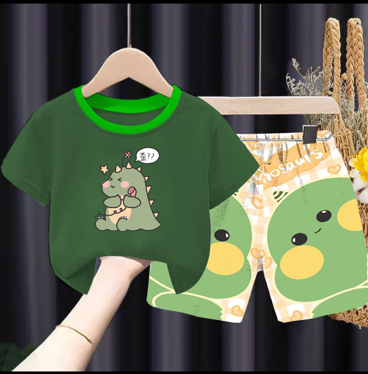 Sét bộ cho bé gái áo thun khủng long gọi điện kèm quần đùi hình cute size từ 9 đến 57kg BOBOSHOP