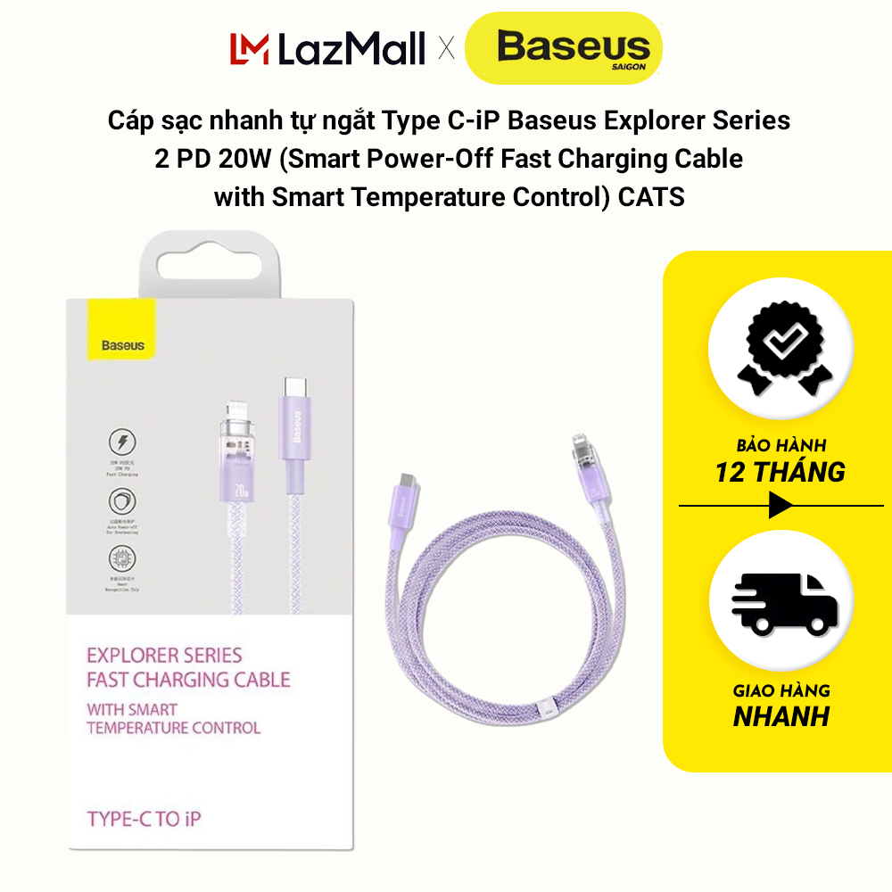 Cáp sạc nhanh Baseus Explorer Series 2 PD 20W Type C-iP CATS
