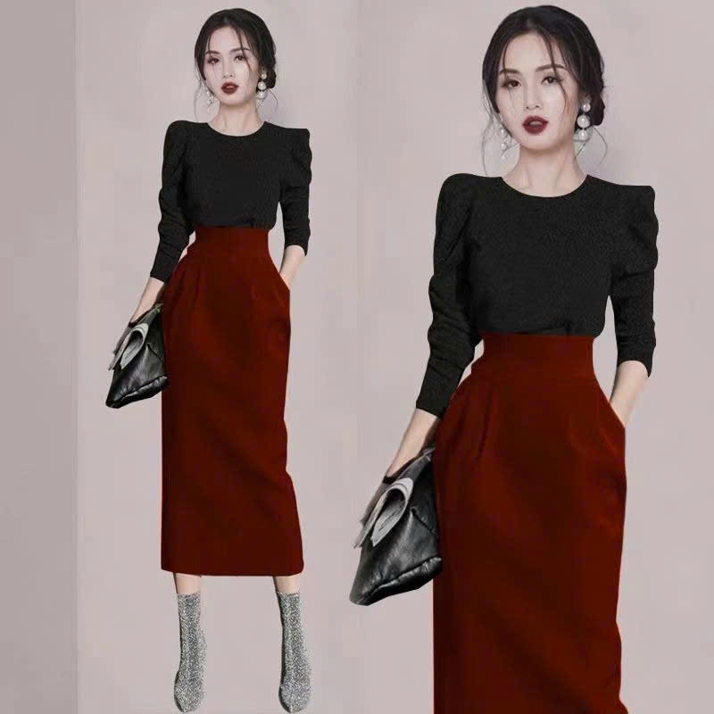  Chân váy bút chì dài 85cm che khuyết điểm tốt chất VItex 2 lớp dày dặn LUUFASHION 
