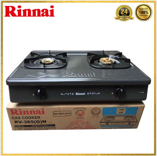 [BẾP GAS CHÍNH HÃNG]Bếp gas đôi để bàn 6 tấc Rinnai RV-365G(N)