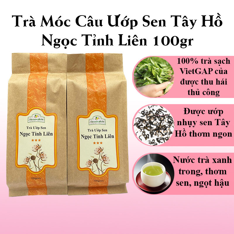 Trà móc câu ướp sen tây hồ 100gr - chè móc câu tân cương ướp sen tân cương xanh chính hãng - trà sen thanh nhiệt cơ thể