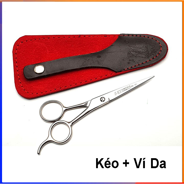 Kéo cắt tóc , kéo cắt lông mũi ICE 701 kèm ví da cao cấp