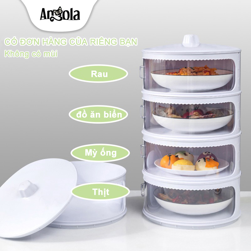 Angola Home Lồng bàn 3-5 tần đa năng - lồng bàn giữ nhiệt thực phẩm - hộp đựng đồ ăn chống bụi, côn trùng - lồng bàn đậy thức ăn giữ nhiệt nhiều tầng - hộp đựng thức ăn.
