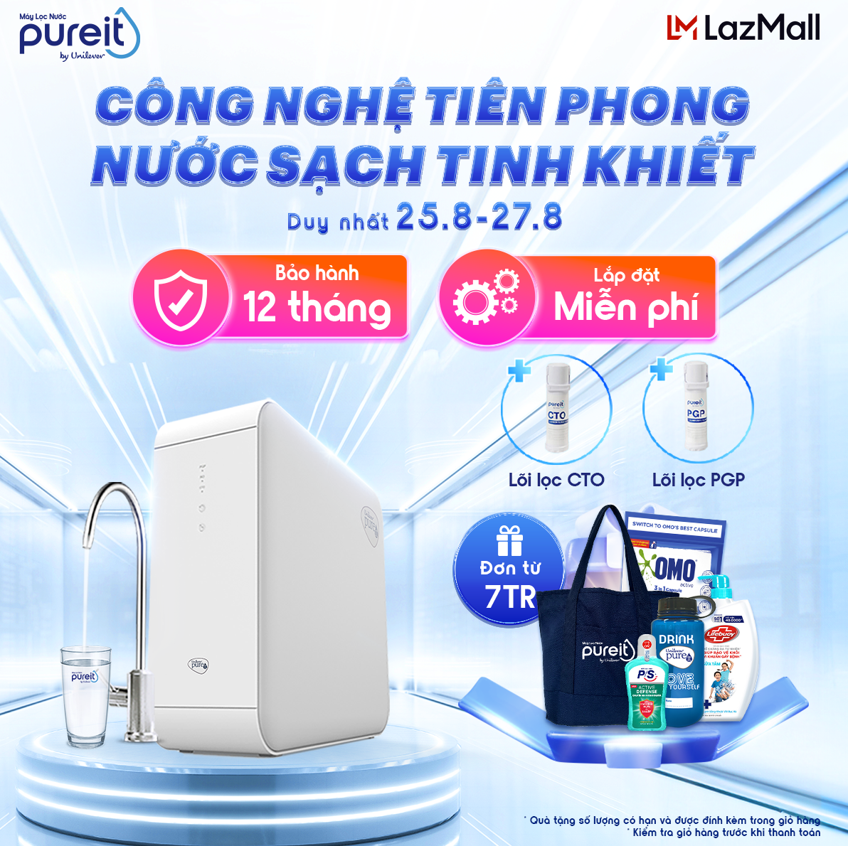 Máy lọc nước pureit delica ur5440 + lõi lọc cto + lõi lọc pgp