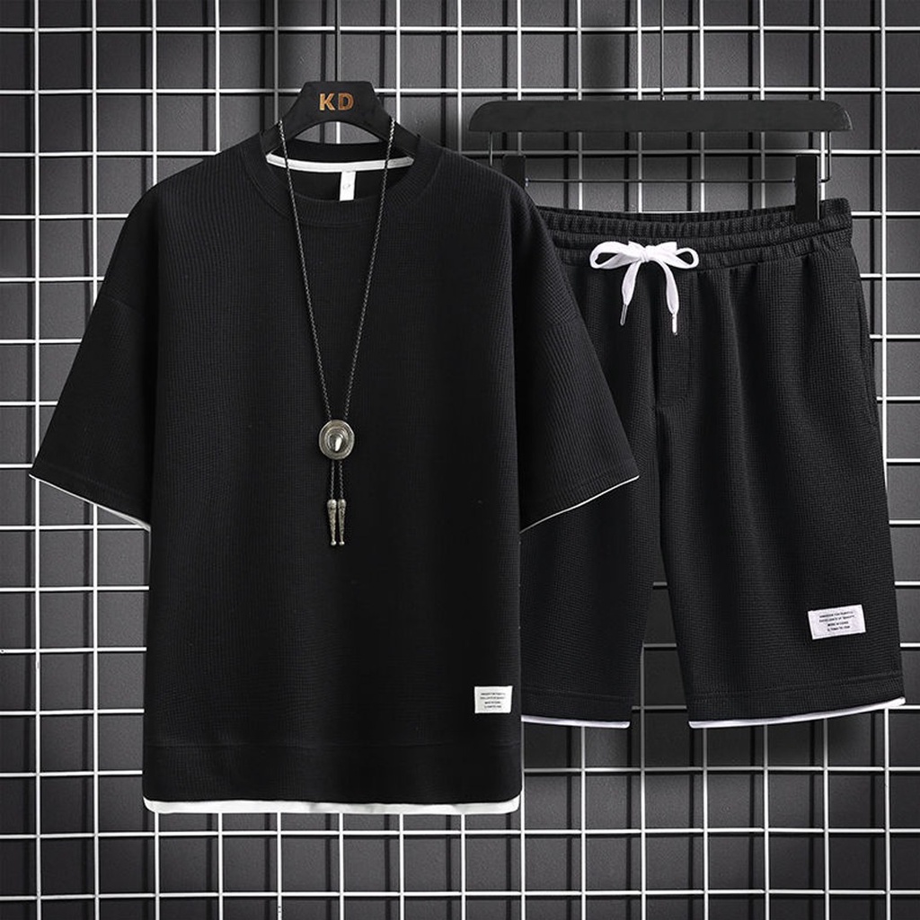 Bộ nam form rộng vải cotton tổ ong nhập khẩu