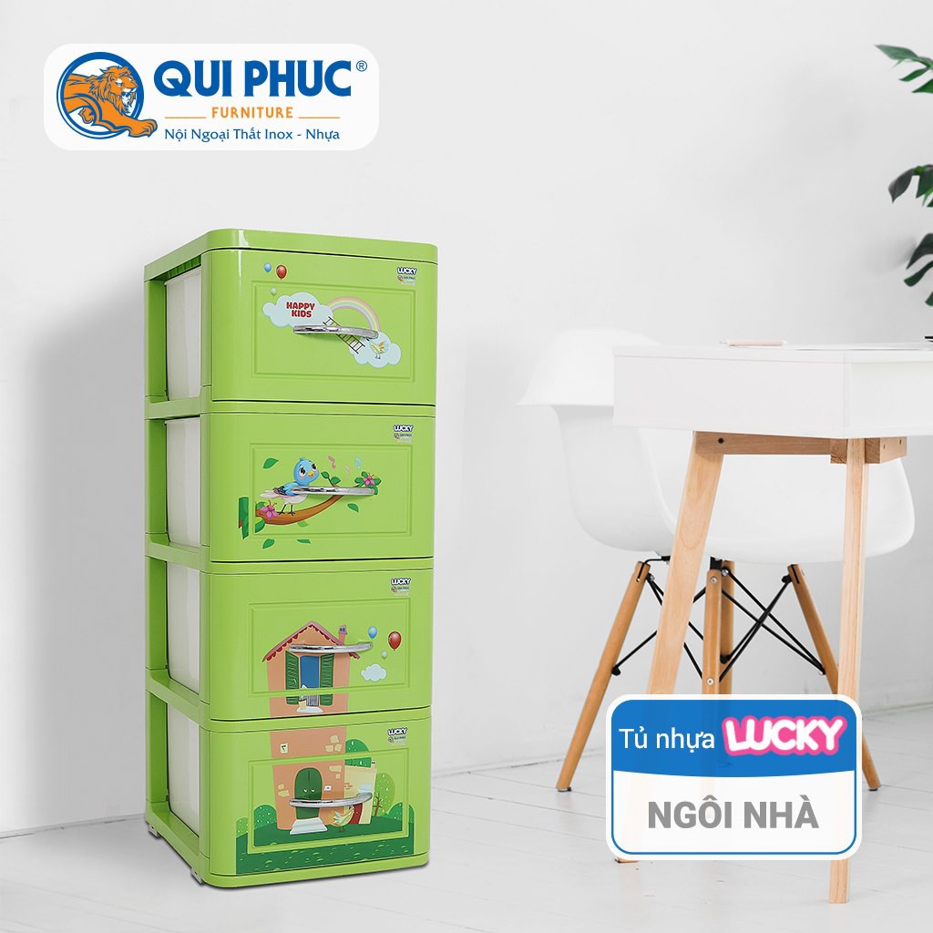 Tủ nhựa lucky quy phúc + 4 tầng: 38 x 41 x 100 cm cm- bảo hành 10 năm