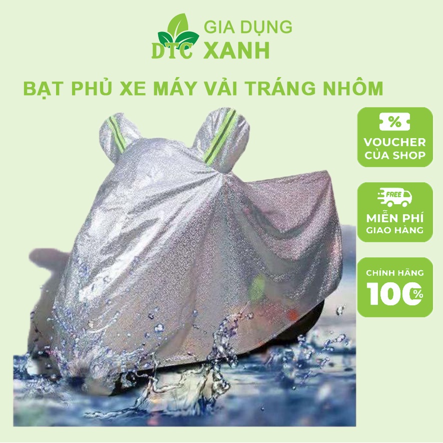 Bạt phủ xe máy che nắng che mưa loại dày, áo trùm phủ bọc che nắng mưa xe máy các dòng phân khúc vải tráng nhôm