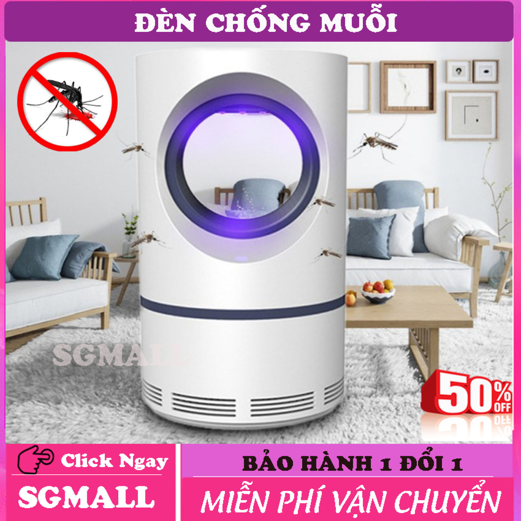 Đèn diệt muỗi - Đèn led bắt muỗi thông minh - Thiết kế màng lọc thông minh thu hút muỗi, Tích hợp đèn led như đèn ngủ, Không có mùi cháy khét