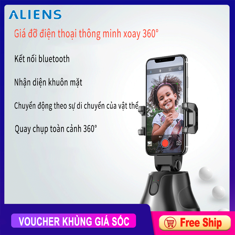 Giá đỡ chụp ảnh thông minh Apai genie, xoay 360°, nhận diện khuôn mặt, chụp tự động, giá đỡ điện thoại livetream,selfie thần thánh