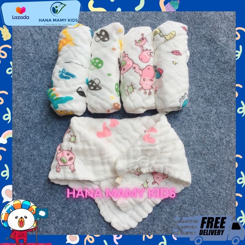 Set 5 khăn sữa sợi tre trong túi zip cho bé