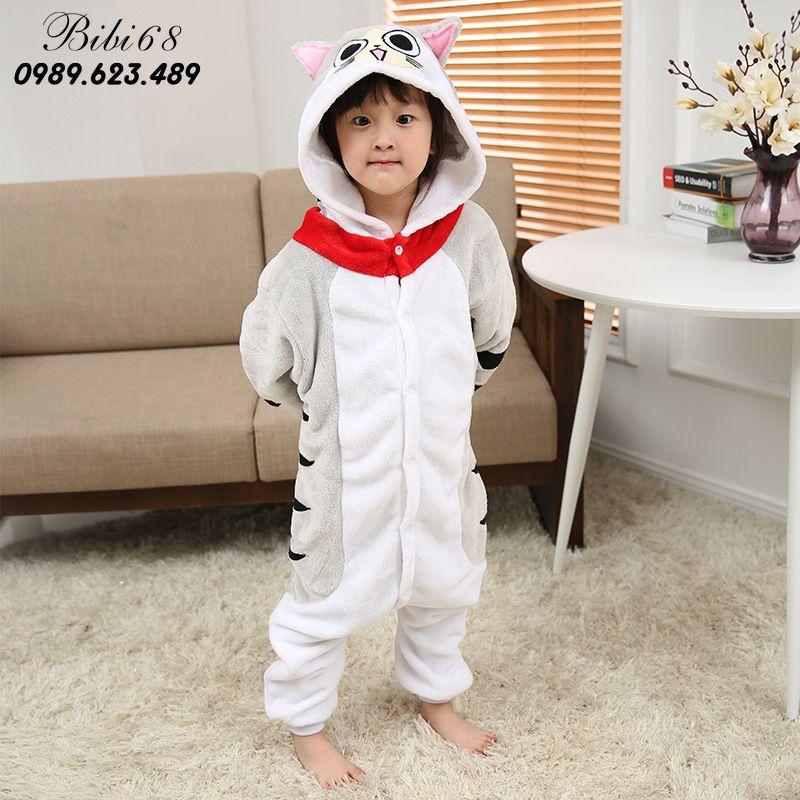 Bộ đồ ngủ hình thú mèo đốm liền thân lông mịn Pijama Động Vật Hoạt Hình cho trẻ em người lớn Cosplay nhimshop 1919