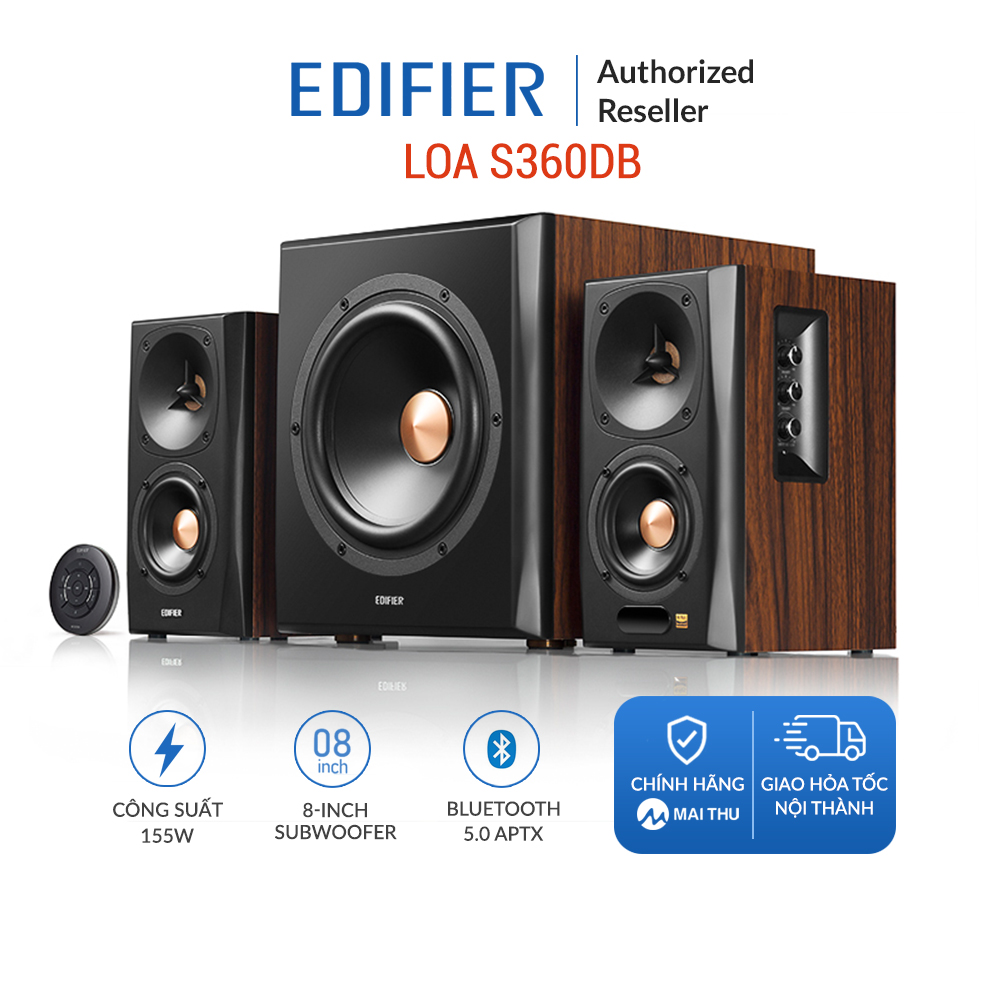 Loa 2.1 edifier s360db - flagship đỉnh cao - treble ribbon - sub 8 inch khủng không dây - bluetooth v4.1 aptx - công suất 150w - công nghệ dsp - hàng chính hãng mai thu - bảo hành 24 tháng