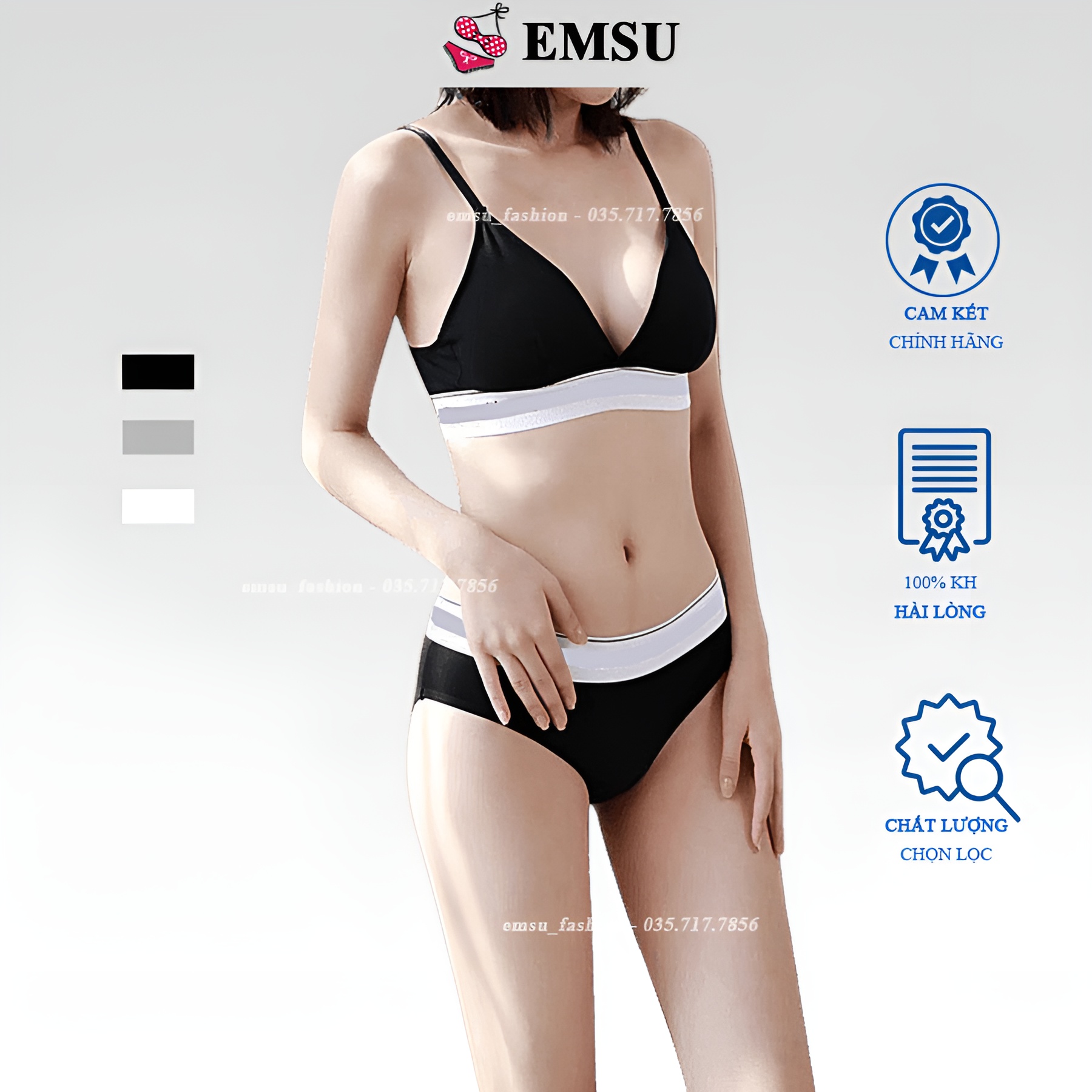 Sét Đồ Lót Nữ Cotton Quảng Châu Cao Cấp, Bộ Quần Áo Lót Nữ Thể Thao Sexy Hàng Hiệu