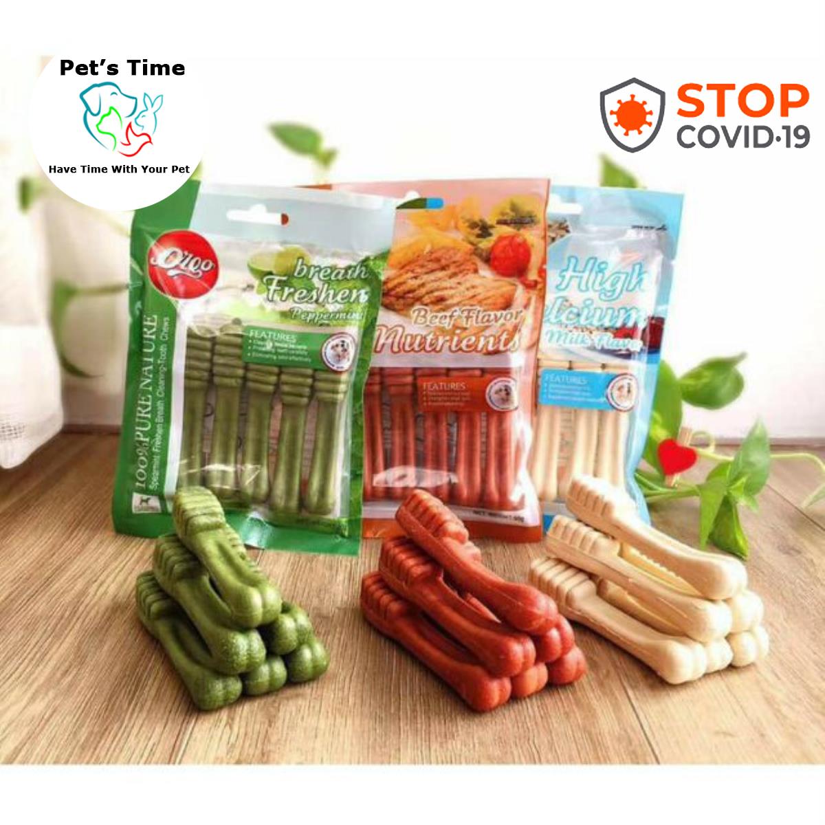 Xương bàn chải cho chó gặm sạch răng Orgo 90gr - Vị Sữa - Pet's Time