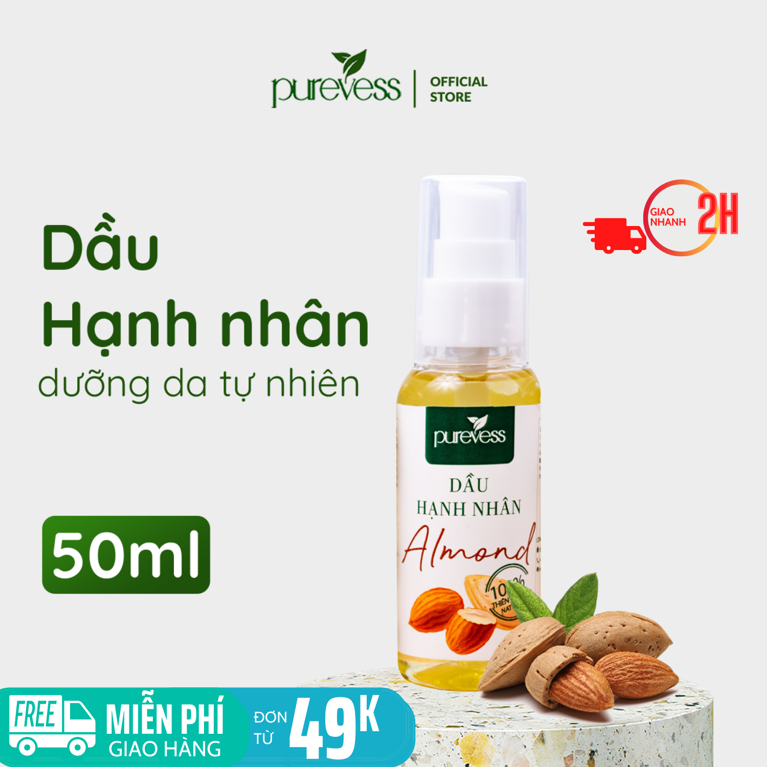 Dầu Hạnh Nhân Purevess - Dầu dưỡng tóc - Dầu dưỡng body
