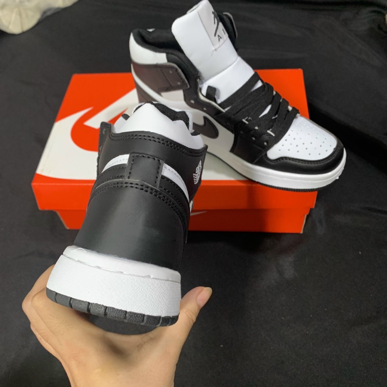 Giày sneaker thể thao air jdf1 đen trắng - nam nữ