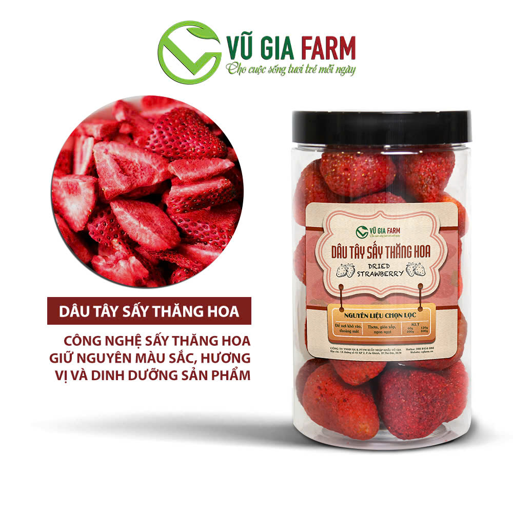 Dâu Tây Sấy Thăng Hoa Nguyên Quả - giòn không đường chua ngọt nguyên vị