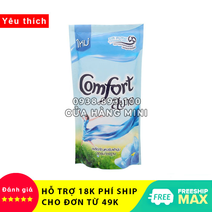 Nước xả vải comfort thái lan dạng túi 500ml màu xanh hương ban mai