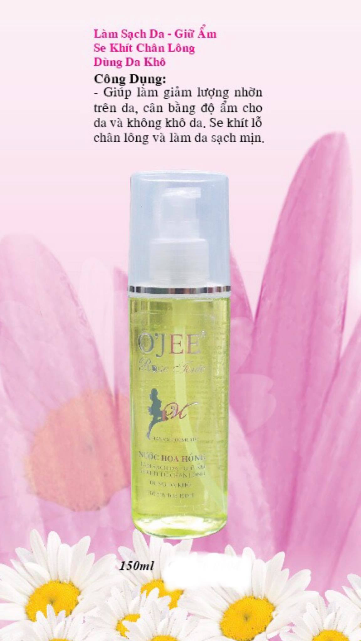 Nước hoa hồng ojee dưỡng ẩm se khít chân lông sạch da 150ml