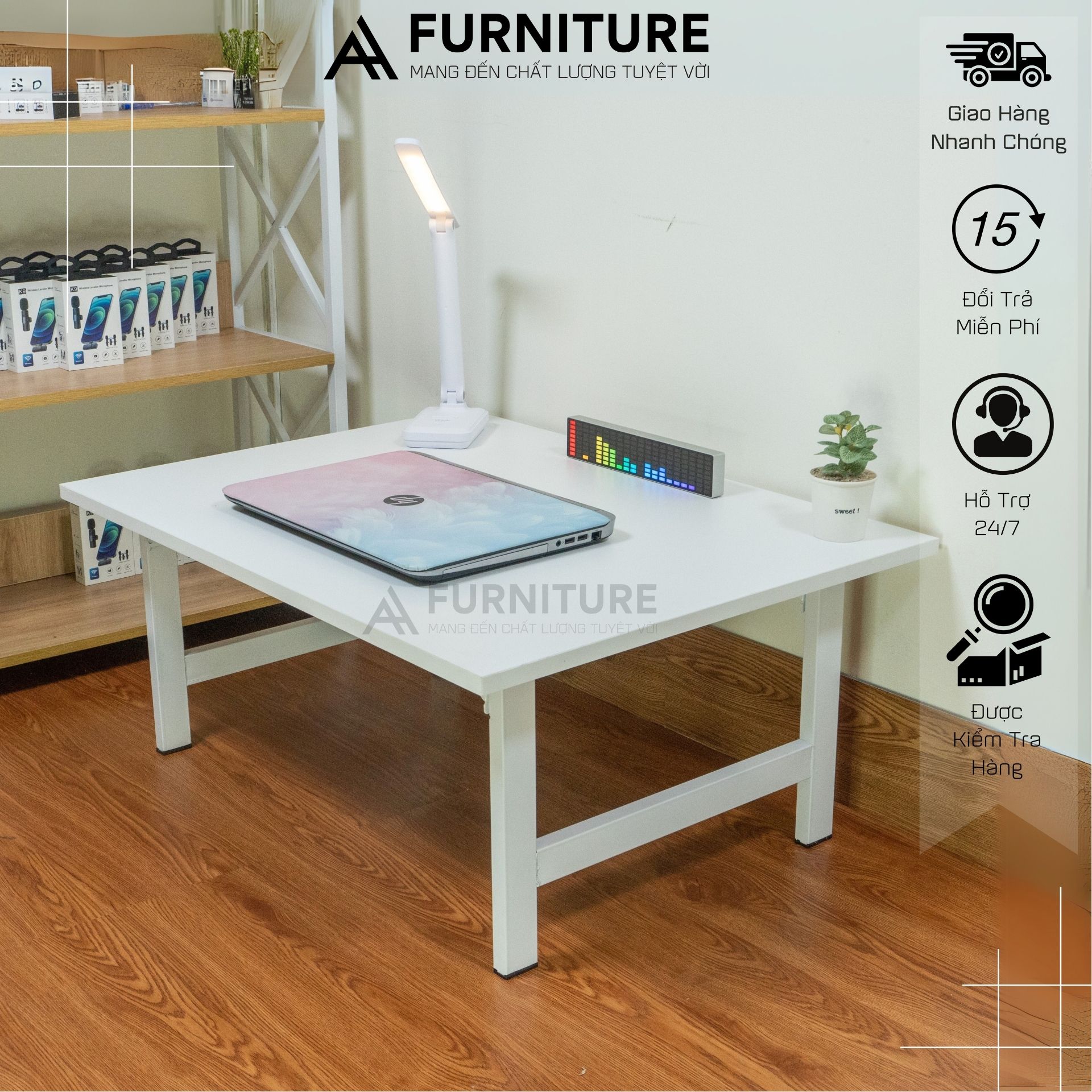 Bàn Ngồi Bệt Size 80x60 Cao 35cm Gập Gọn Chân Tiện Lợi, Gỗ Mdf Chống Thấm | UH80 | Nội Thất Anh Hoàn