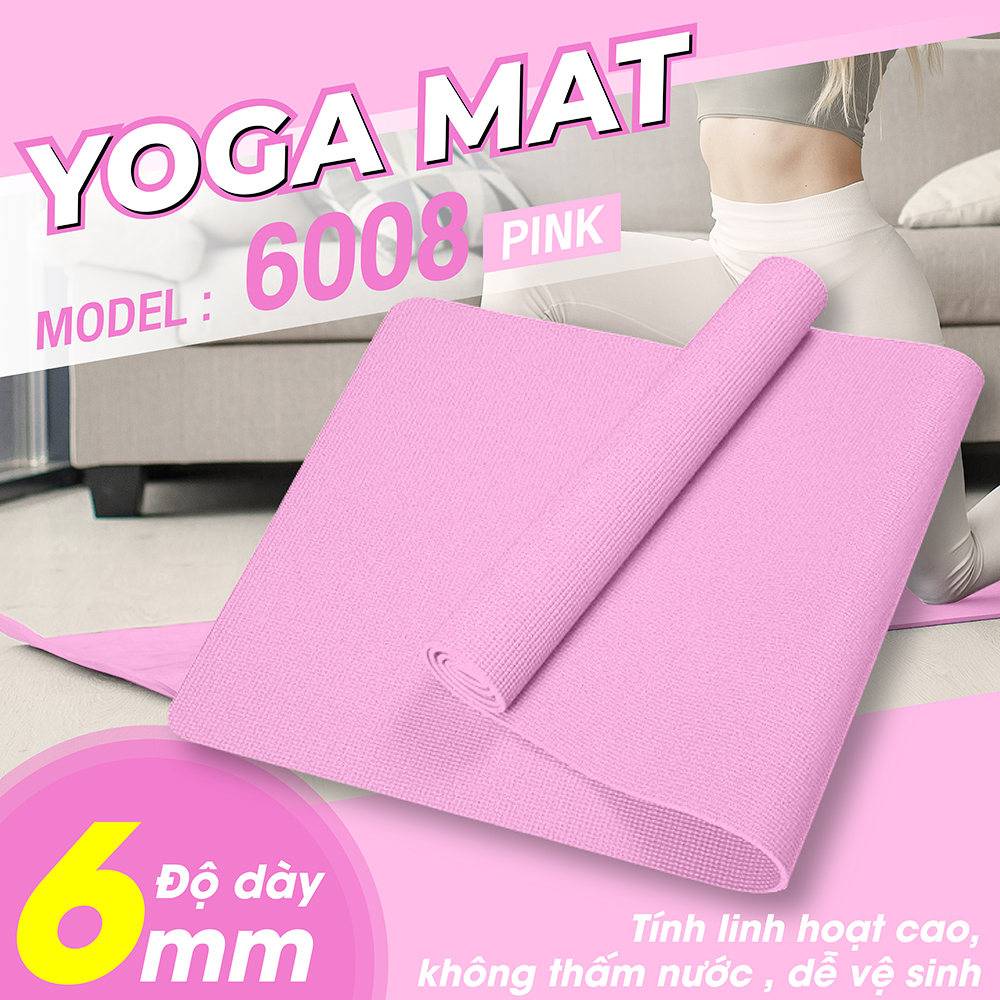 GYM19 - Thảm tập Yoga cao cấp Thái Lan loại dày 6mm TPE, thảm tập gym tại nhà , rèn luyện sức khỏe