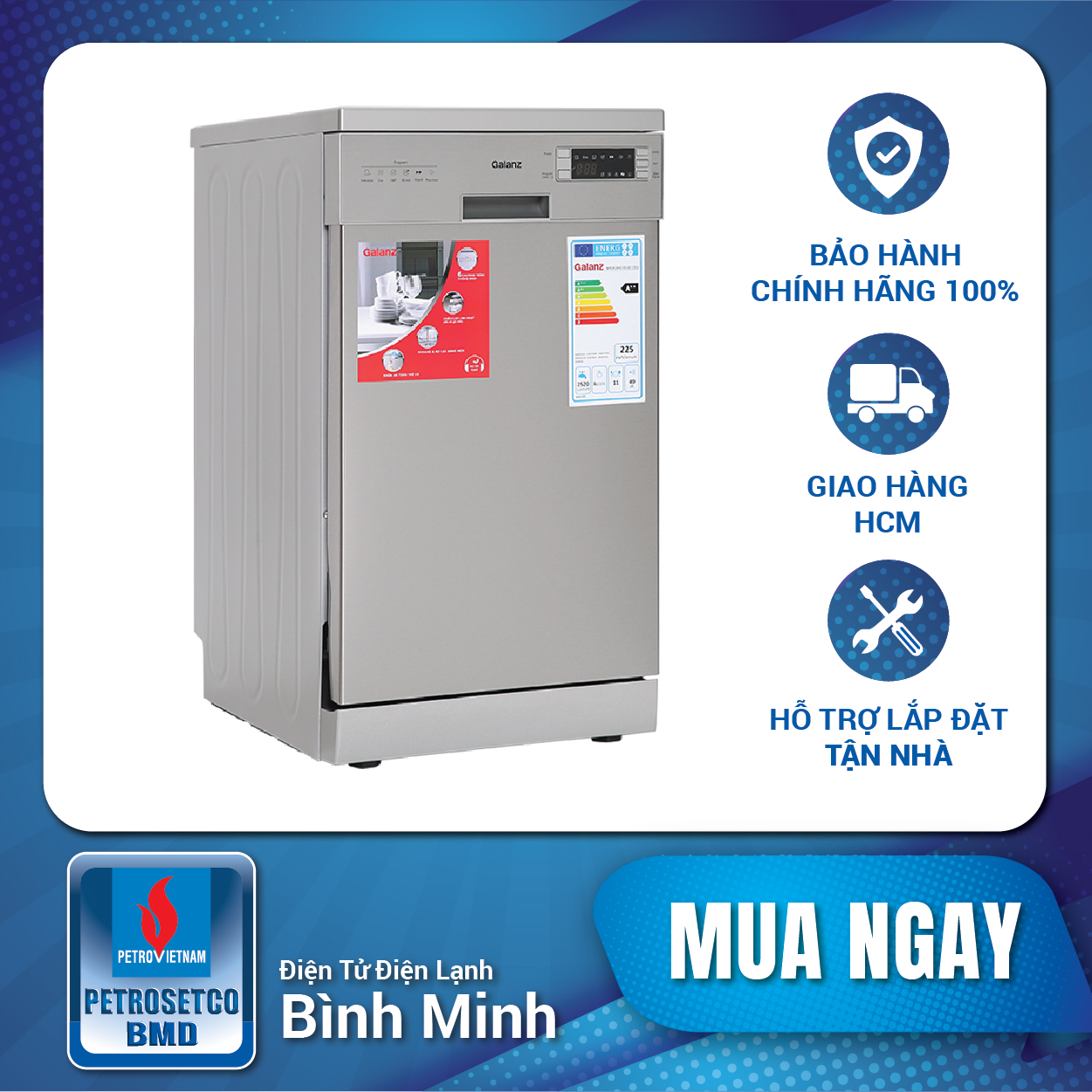 Máy rửa chén độc lập có sấy galanz w45a3a401m-0e1 - hàng chính hãng