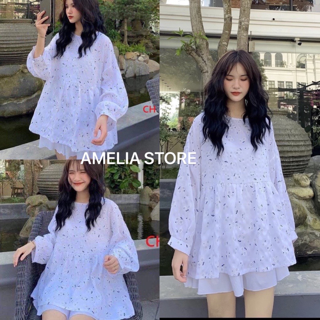 Áo babydoll nữ hoa nhí chất thô đũi mềm mịn, áo babydoll nữ, áo babydoll vintage, áo nữ kiểu, áo sơ mi nữ, áo croptop nữ, áo babydoll from rộng tay bồng, áo babydoll ulzzang, áo babydoll hàn quốc, AMELIA