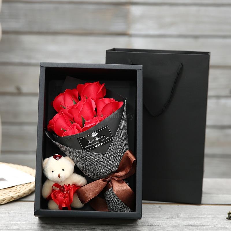 Hoa sáp 7 bông kèm gấu, hoa sáp thơm giá rẻ, hoa sáp 7 bông, hoa hồng sáp thơm kèm gấu 7 bông, quà tặng ý nghĩa ngày 8/3, ngày 20/11, ngày lễ tình nhân.