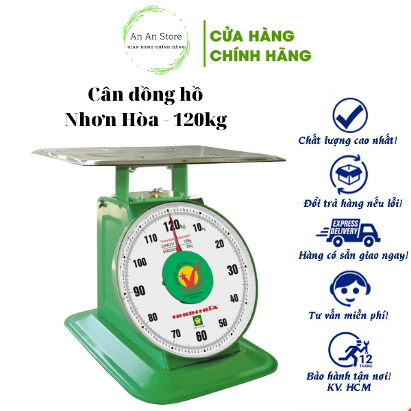 Cân nhơn hòa 120kg- cân đồng hồ lò xo hàng công ty chính hãng mới nguyên hộp