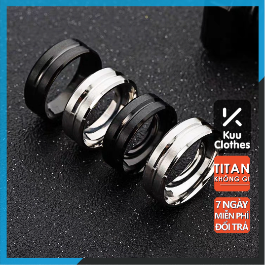 Nhẫn nam nữ thời trang titan cao cấp thời trang Hàn Quốc Line Kuu Clothes - Nhẫn Line