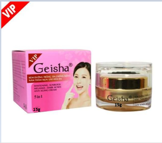 Kem geisha dưỡng trắng da, chống nắng, nám, thâm, mụn, lão hóa da 5 in 1 15g