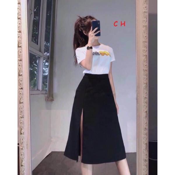 Set áo Lee + chân váy xẻ thời trang cá tính