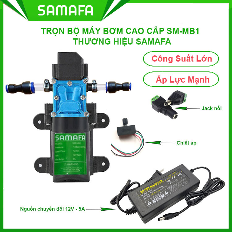 Máy tăng áp lực nước mini Samafa, máy bơm áp lực 12v áp suất nước mạnh, dùng tưới cây, rửa xe