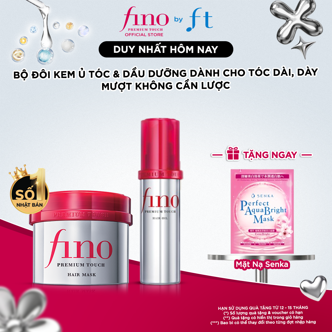 Bộ đôi Kem ủ tóc cao cấp FINO PREMIUM TOUCH B 230G  Dầu dưỡng tóc cao cấp FINO PREMIUM TOUCH HAIR OIL B 70ML
