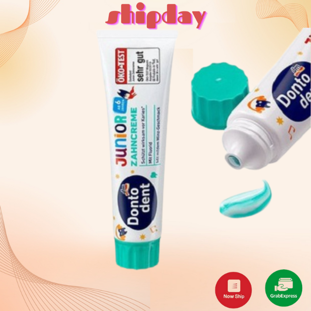 Kem đánh răng Dontodent Junior, kem đánh răng cho trẻ em của Đức, kem đánh răng cho trẻ em, bảo vệ và nuôi dưỡng răng, răng chắc khỏe, sáng bóng cho trẻ từ 6 tuổi 100ml