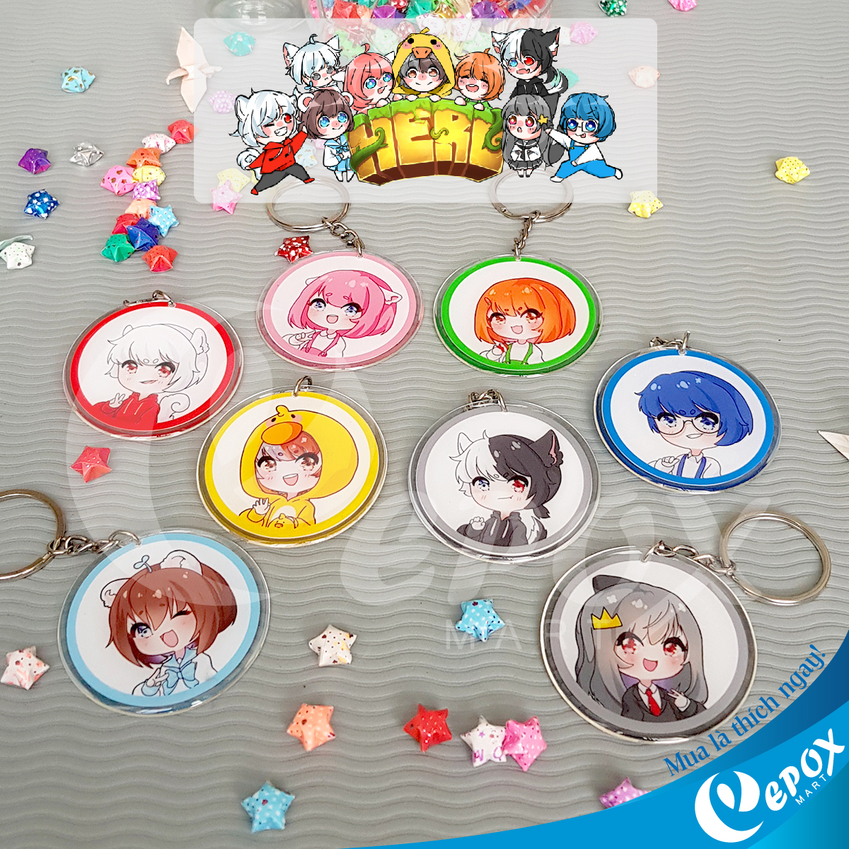 Combo 8 móc khóa Hero Team đổ keo 5,5cm