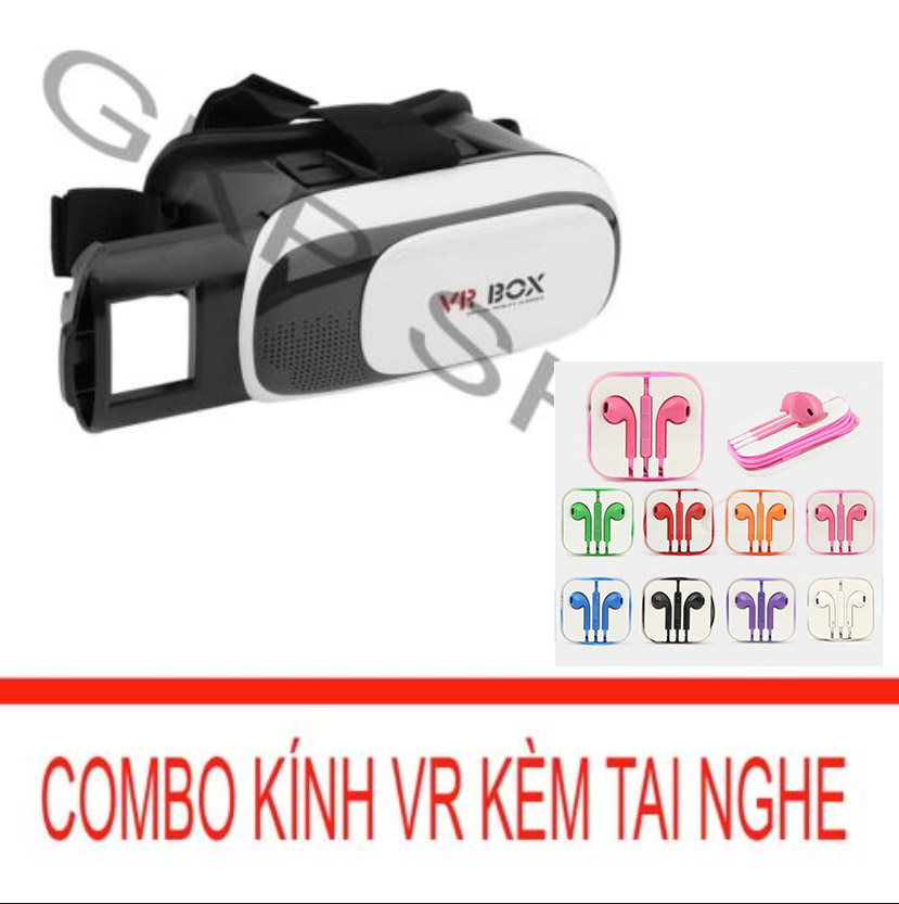 [HCM]Kính xem phim 3D cho smartphone (Đen) + Tai nghe nhét tai kiểu dáng Earpod (Cam) PeepVN Combo 648