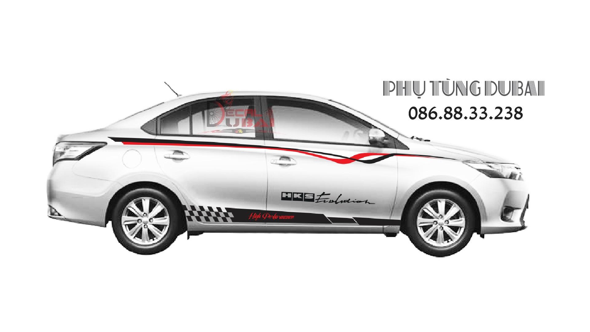 Tem dán sườn xe vios