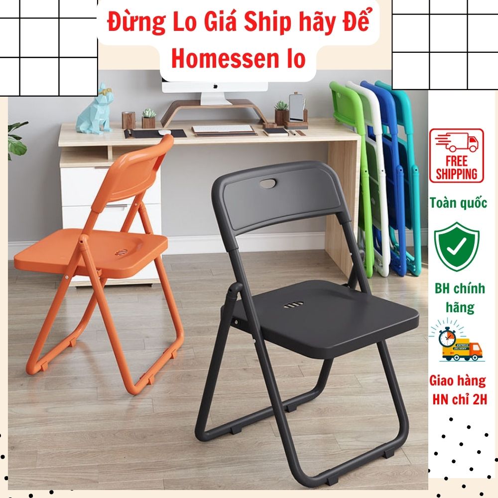 Ghế nhựa gấp gọn khung thép xếp trồng, ghế làm việc văn phòng gấp gọn