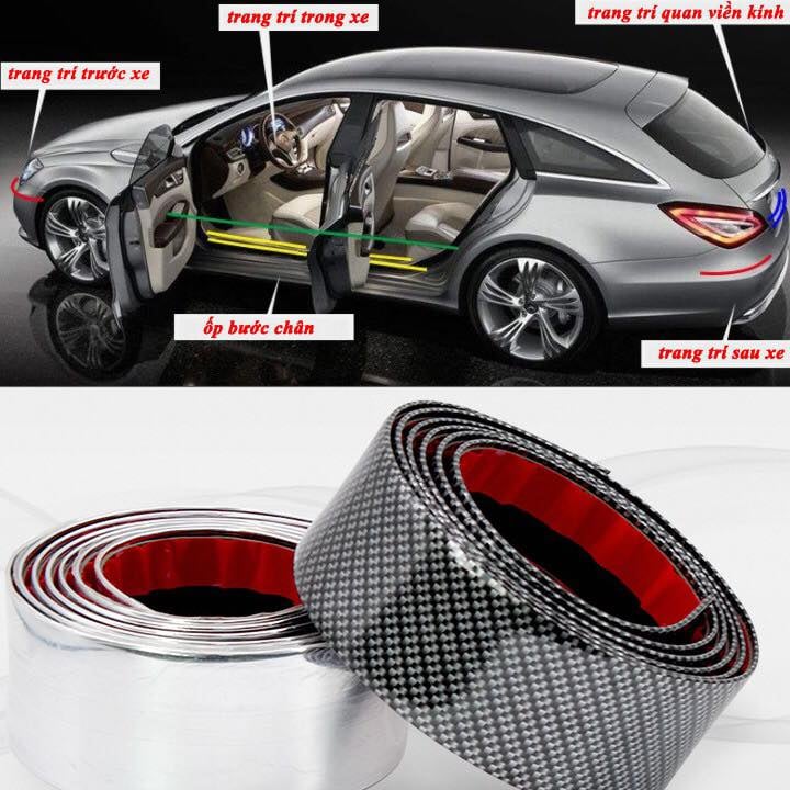 [HCM]Nẹp Carbon ⚡CUỘN DÀI 4 MÉT⚡  Bảo Vệ Chống Trầy Xước Bước Chân Cửa Cho Ôtô Xe Hơi giá rẻ