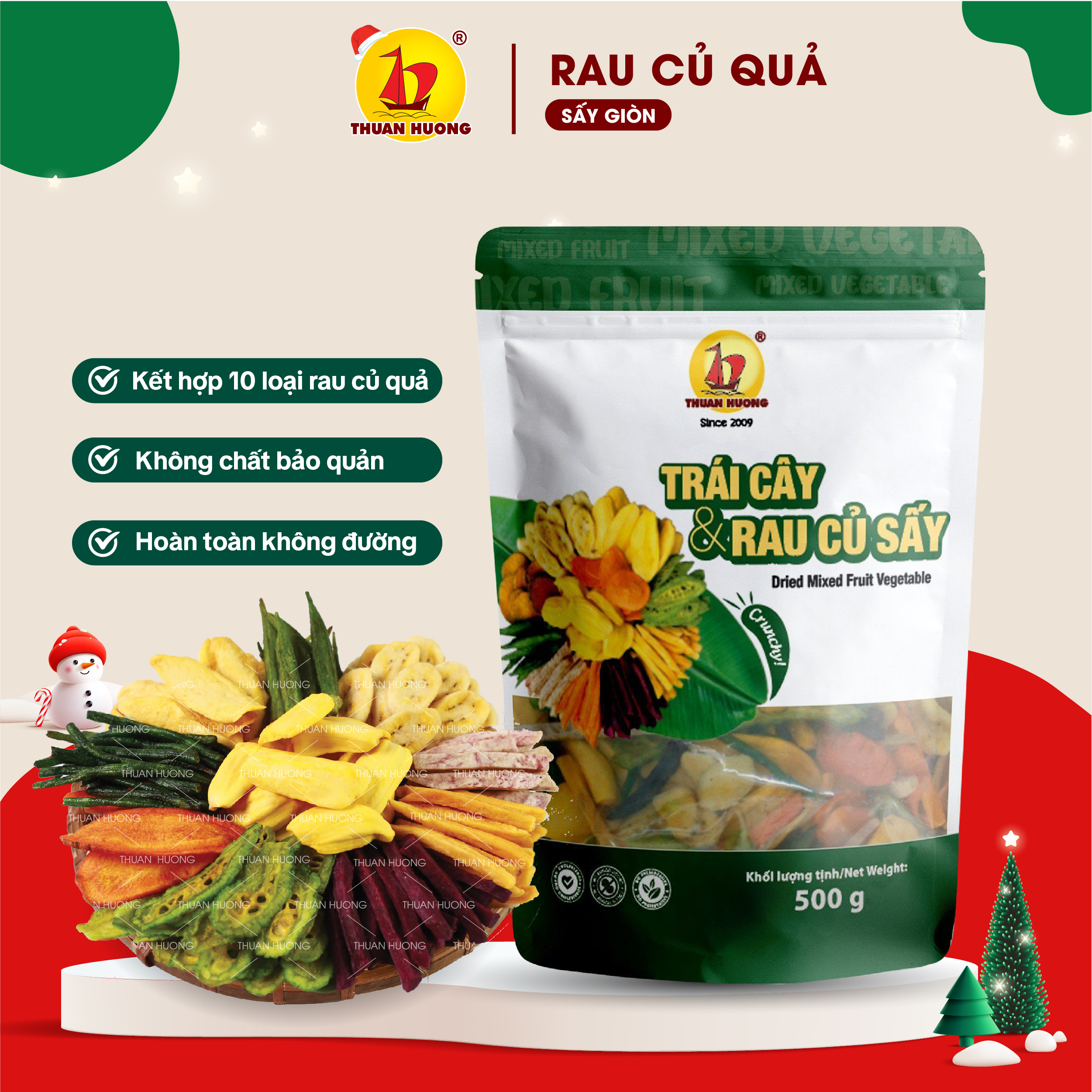 Rau Củ Sấy Không Đường Thuận Hương 500g 200g - Thập cẩm sấy: Mít sấy Trái cây sấy Khoai lang sấy Chuối sấy ...cao cấp