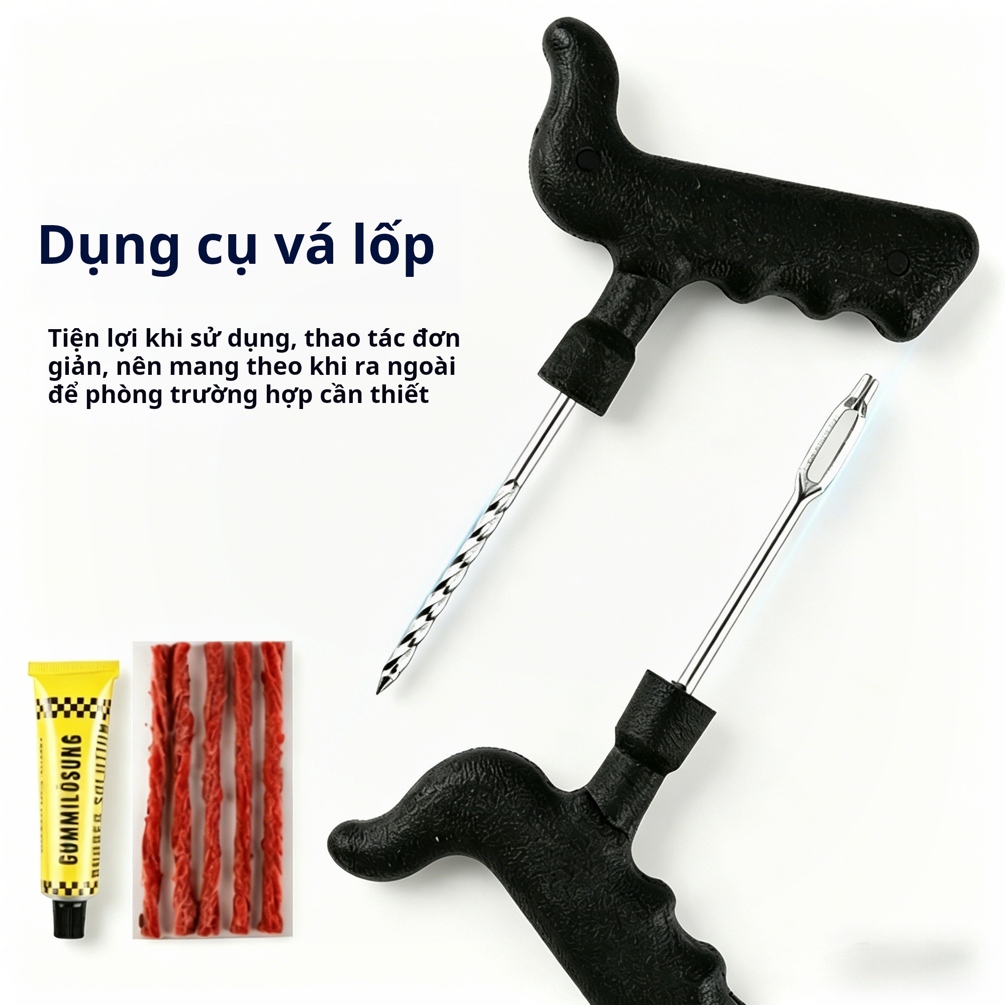 Professional Tubeless Tire Repair Kit with Glue and Multi-Purpose Vulcanized Rubber Bands for Motorcycles, Cars, and Traveling Vehicles Giá 73,584 Đồng*Miễn phí vận chuyển